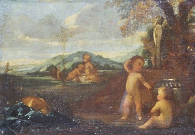 Putti in a Landscape by Nicolas Poussin